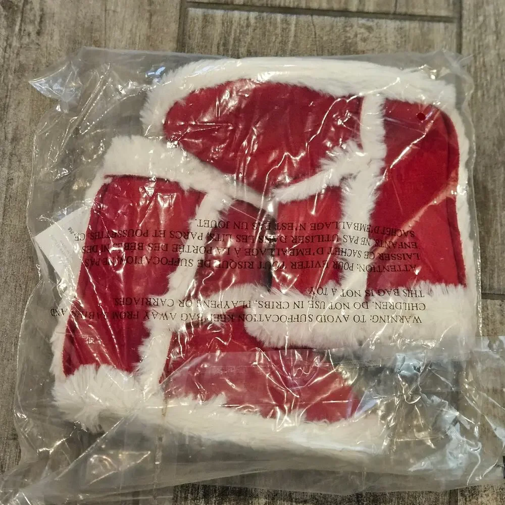 Pottery Barn Kid Suede Sherpa Slippers Red Size 6-9 Cozy Winter NEW Gift Holiday